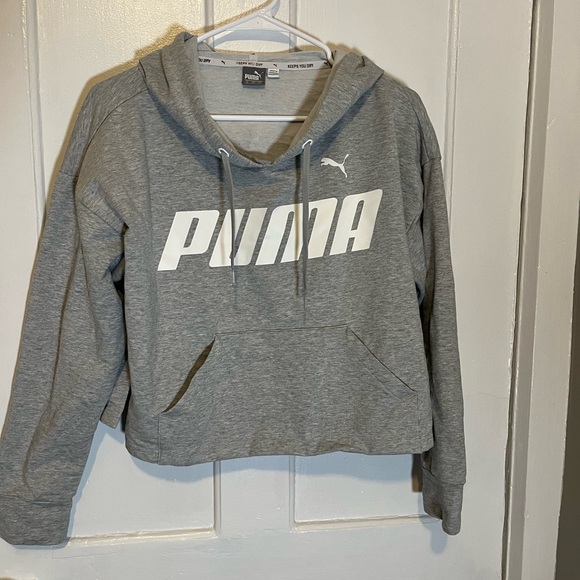 Puma Cropped Women's Gray Hoodie Top - Picture 1 of 2